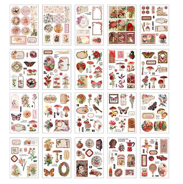 Deco stickers 20 hojas flores y mariposas