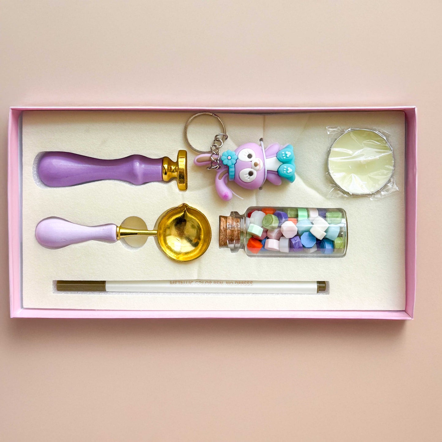 Kit de lacre y sello con llavero Kawai