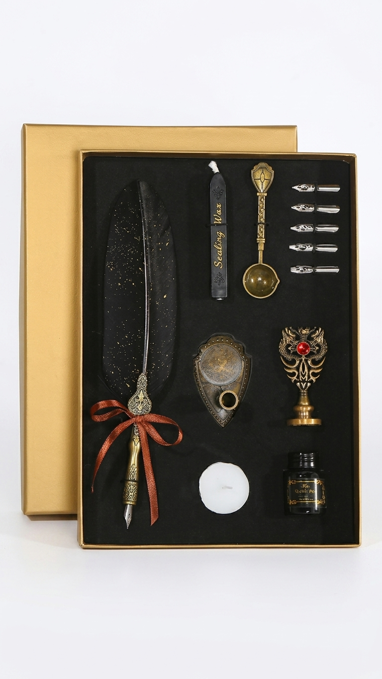Kit de pluma y sellos estilo vintage