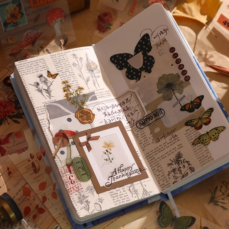 100 Laminas De Stickers Scrapbook Flores Mariposas Vintage