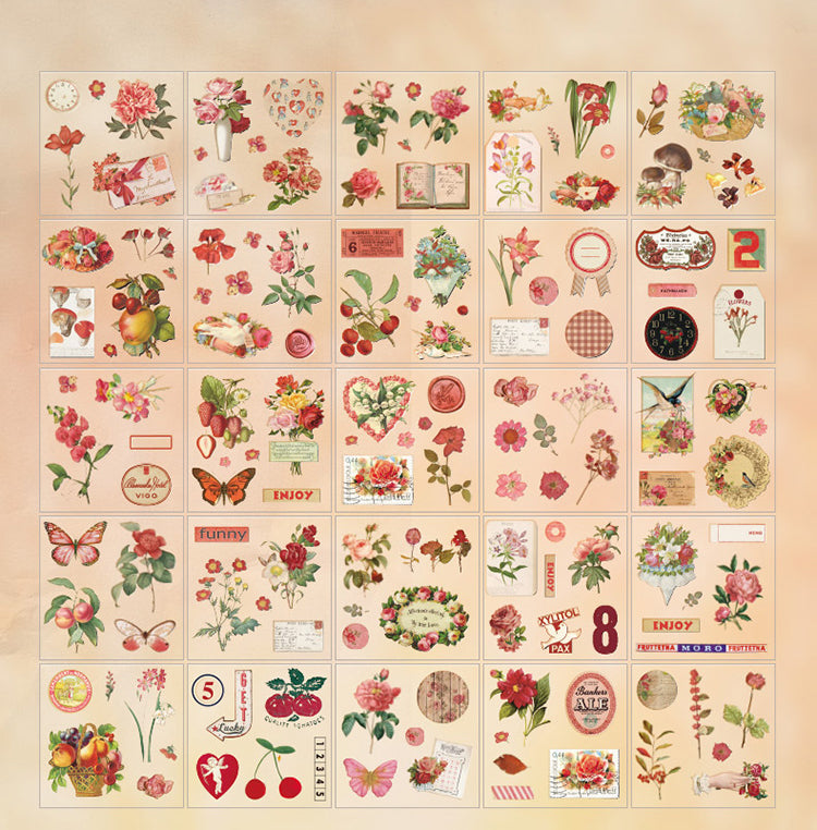 100 Laminas De Stickers Scrapbook Flores Mariposas Vintage