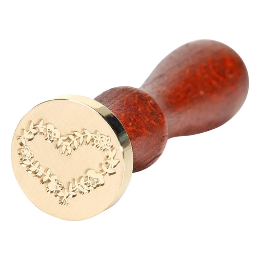 Sello Para Lacre corazón ramitas Incluye Mango Madera