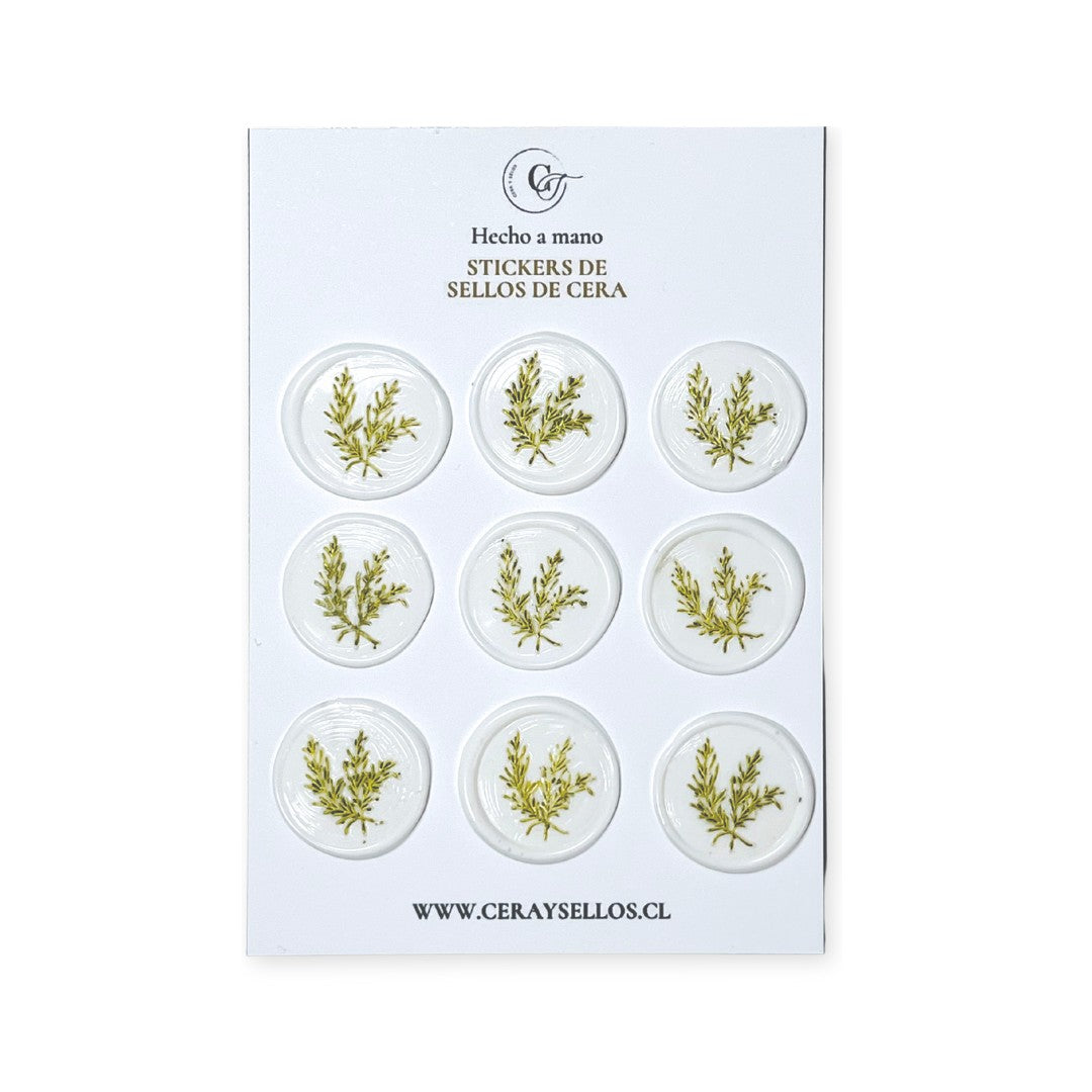 Stickers de sellos de cera blanco dorado ramita