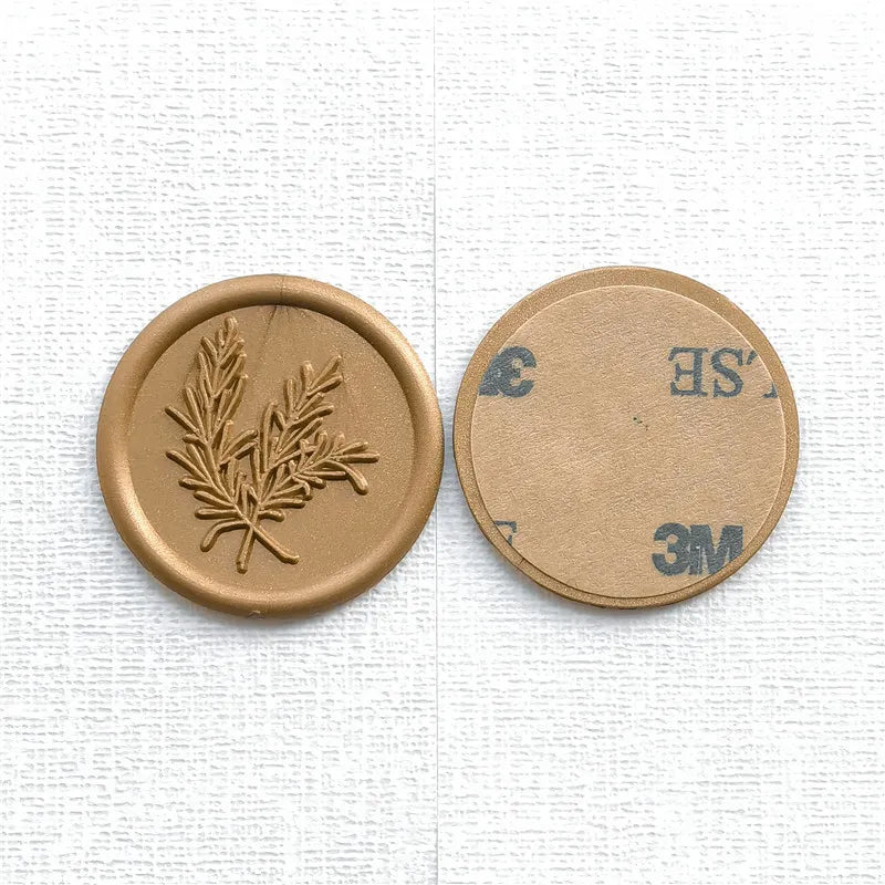 Sello de lacre dorado ramita con autoadhesivo 3 cm A PEDIDO