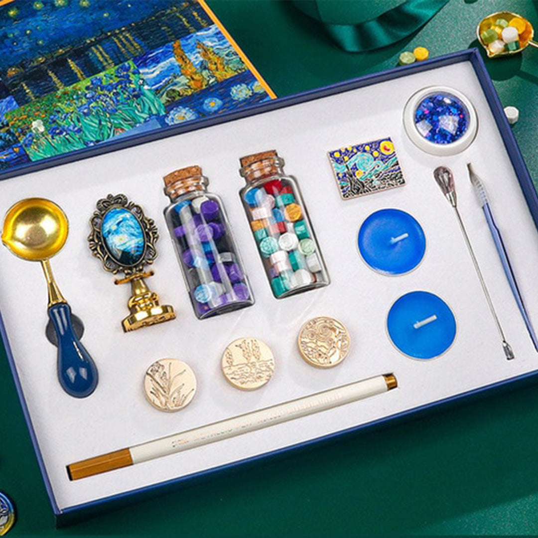 Kit de sellos y lacre Van Gogh Azul