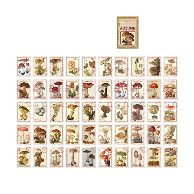 100 Stickers Estilo Estampillas Vintage Caja hongos