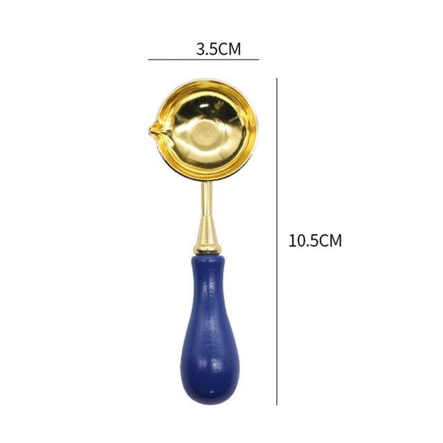 Cuchara Para Lacre Dorada Con Mango Azul