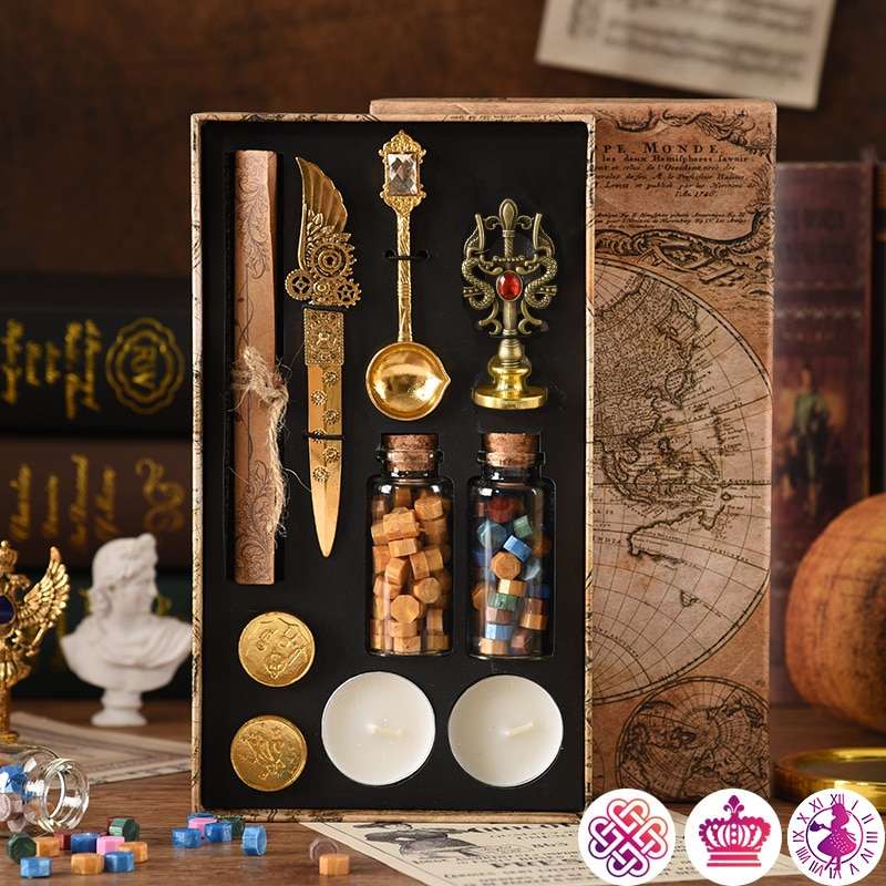 Kit de lacre y sellos estilo vintage - Modelo 2