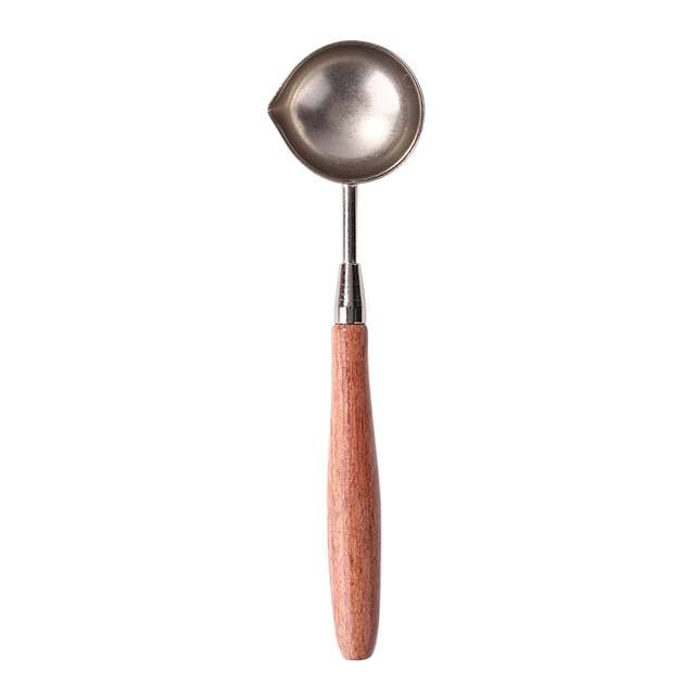 Cuchara Para Lacre Plateada Con Mango Madera