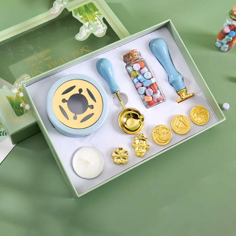 Kit completo de sellos para lacre 6 sellos celeste