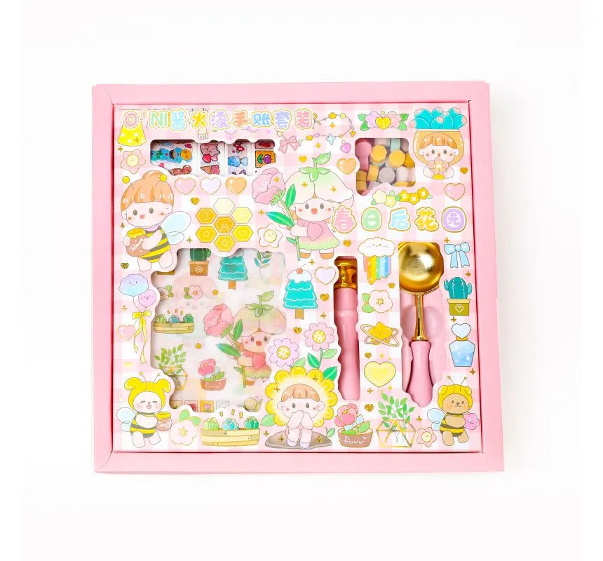 Kit sello lacre con washitape kawaii Rosado