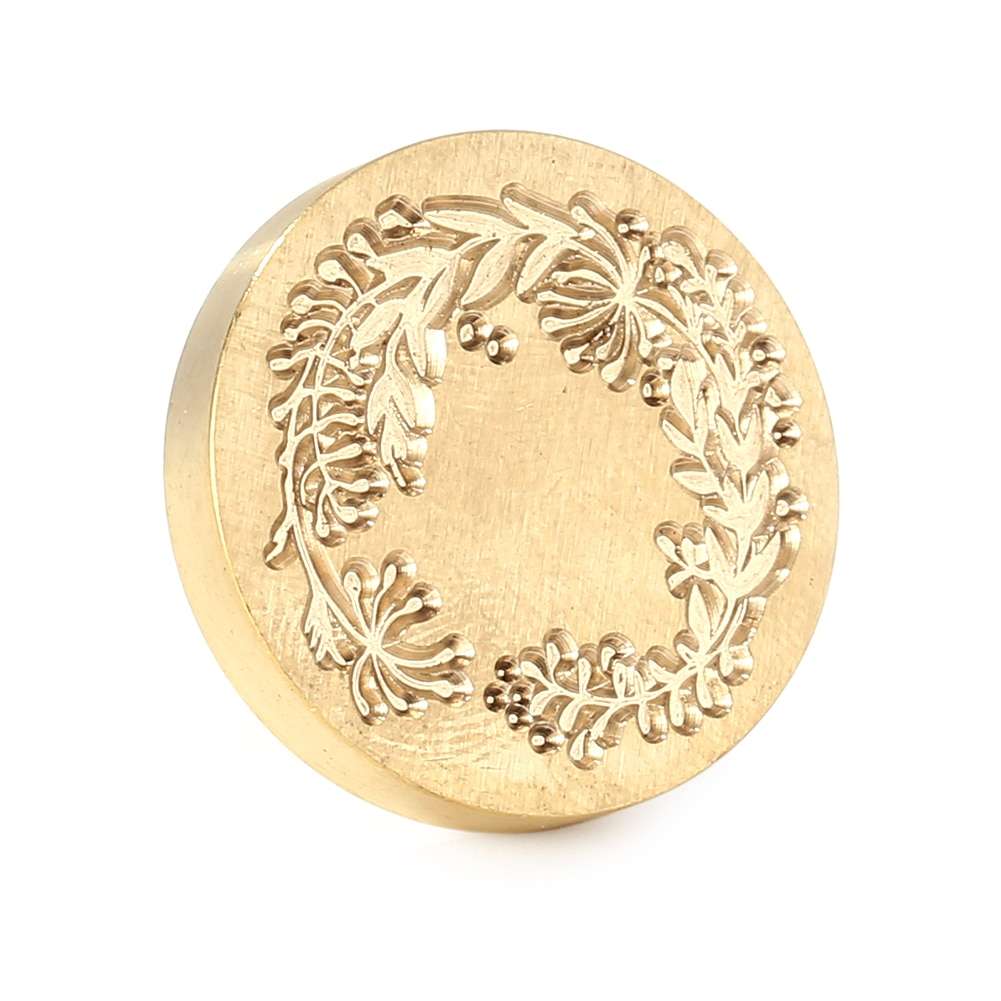 Sello circulo ramitas y hojas