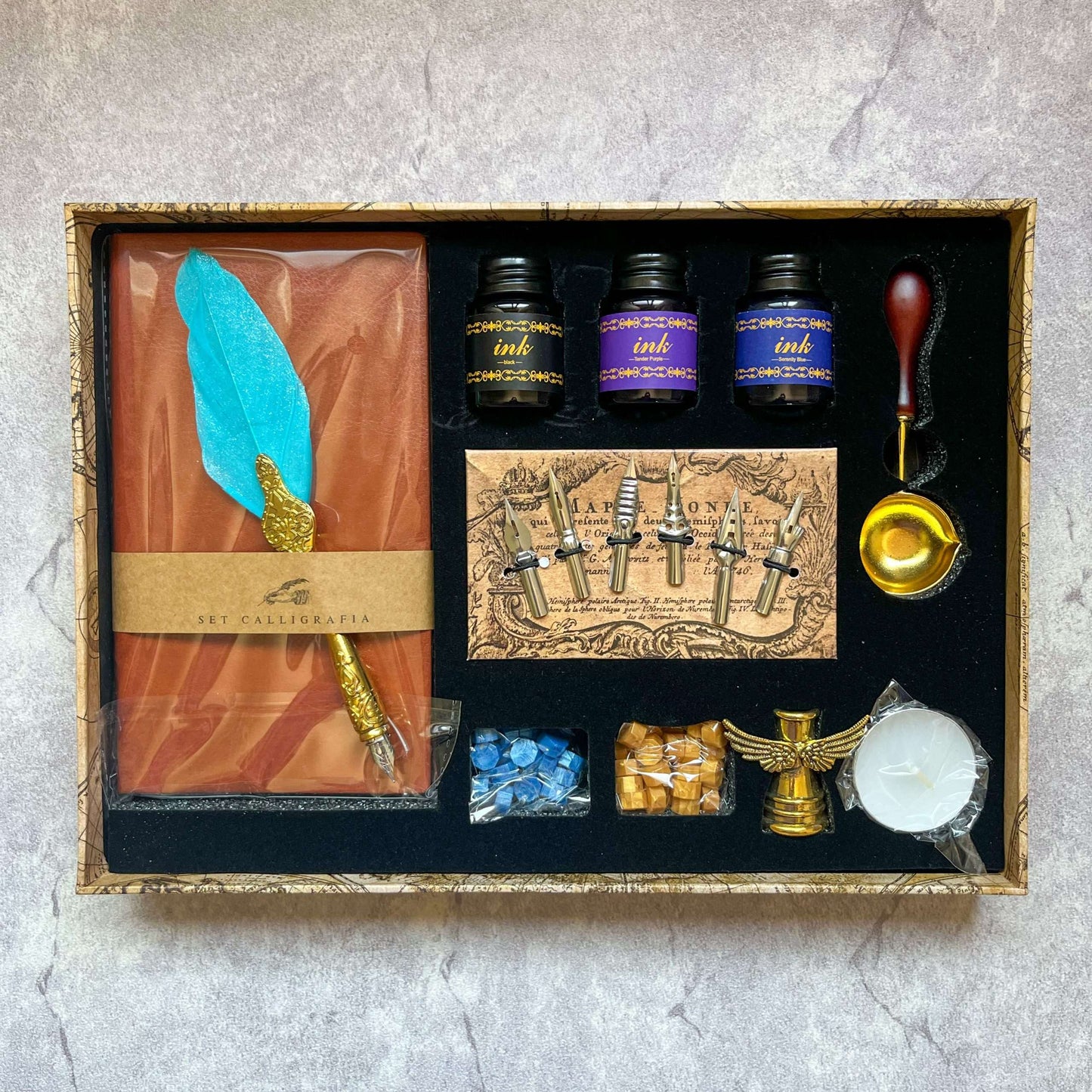 Set De Pluma Estilográfica Estilo Vintage Con Lacres Y Sello