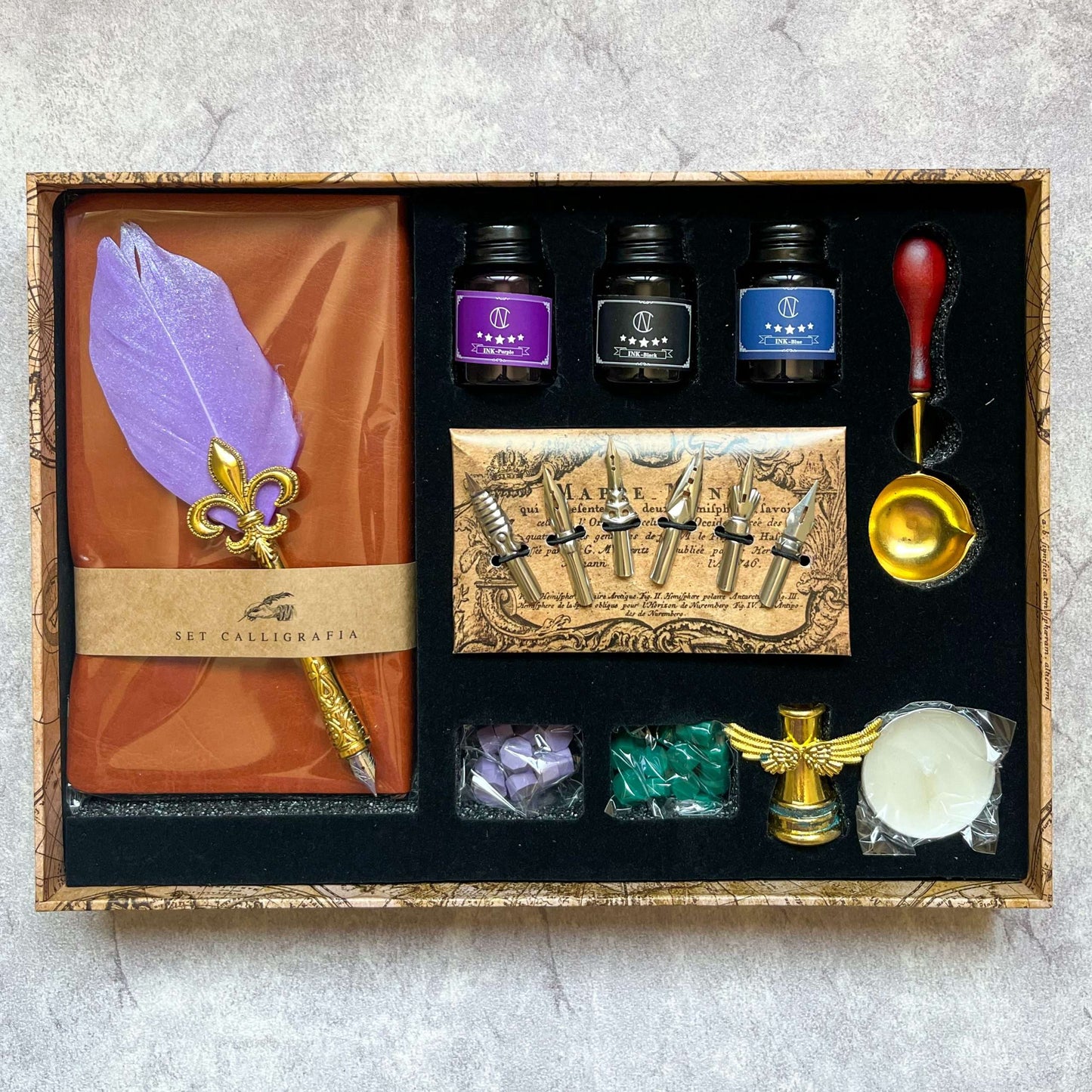 Set De Pluma Estilográfica Estilo Vintage Con Lacres Y Sello