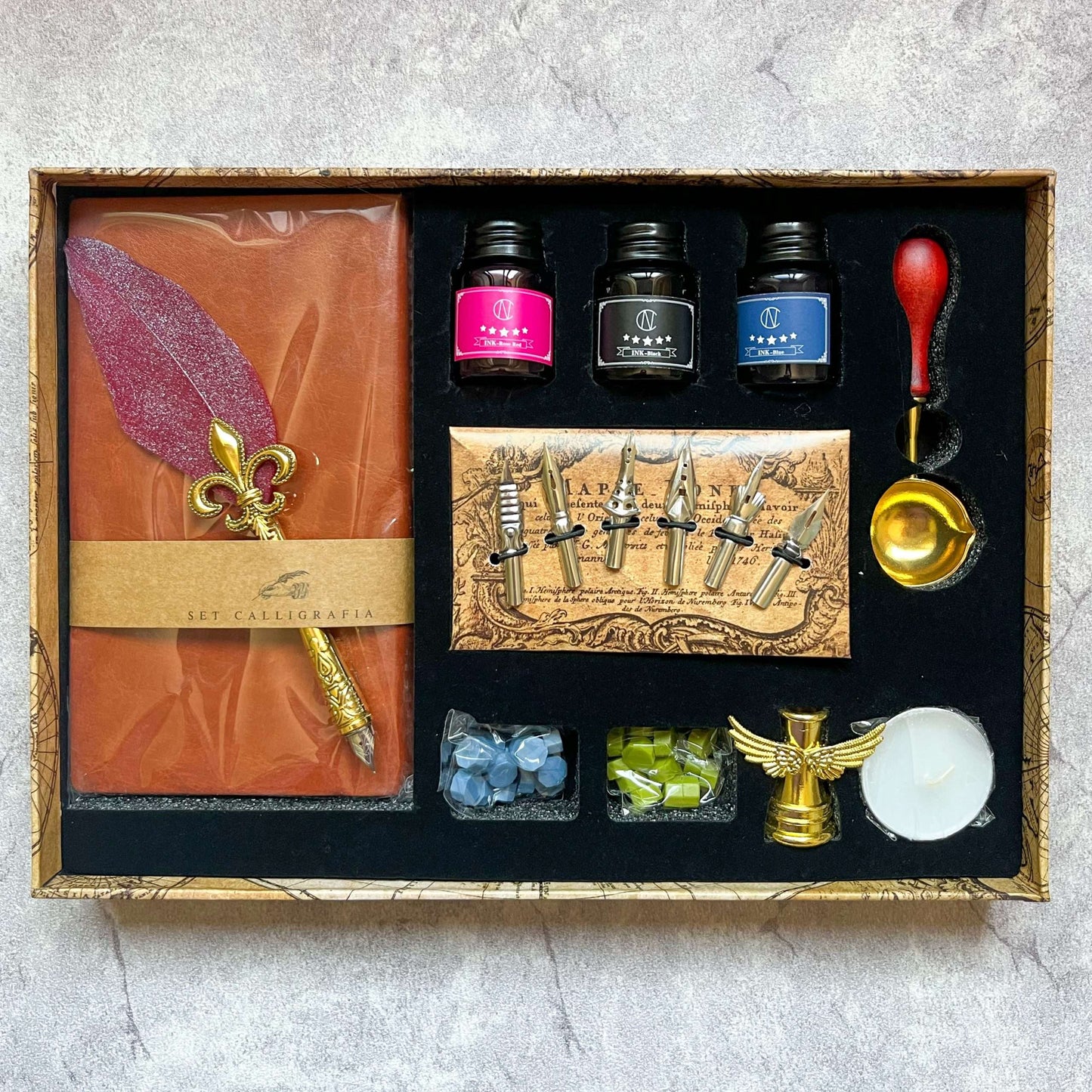 Set De Pluma Estilográfica Estilo Vintage Con Lacres Y Sello
