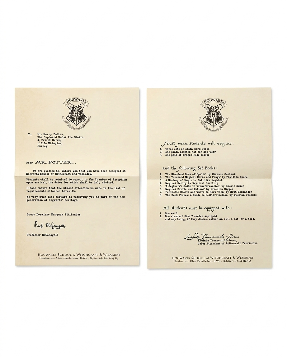 Carta de Admisión a Hogwarts