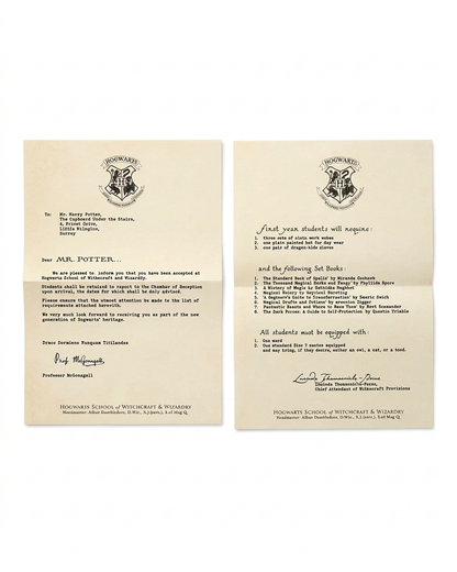 Carta de Admisión a Hogwarts
