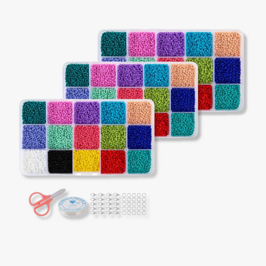 3 Set mostacillas 15 colores  3mm 7500 unidades