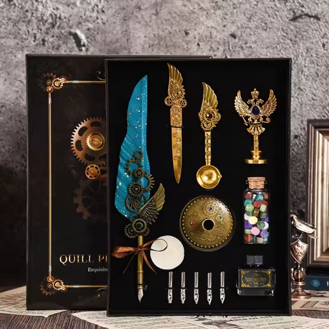 Kit de pluma y sellos estilo vintage