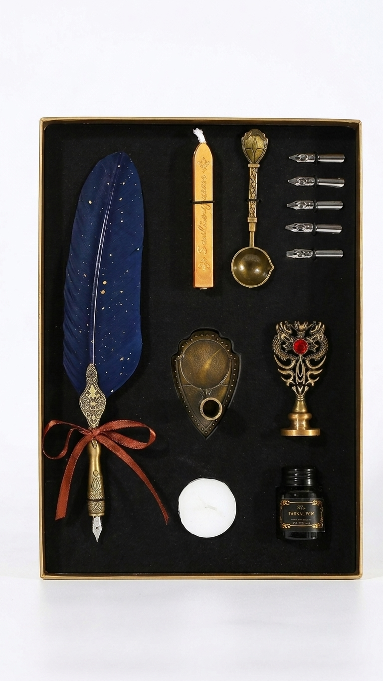 Kit de pluma y sellos estilo vintage