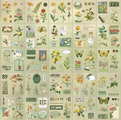 100 Laminas De Stickers Scrapbook Flores Mariposas Vintage