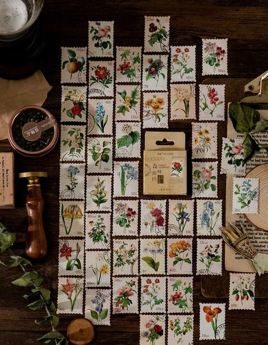 45 Stickers Estilo Estampillas flores