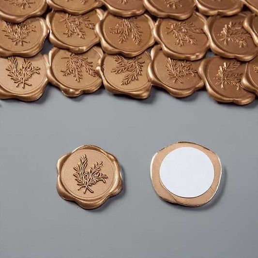 Sello de lacre rama dorado formas con autoadhesivo 10 unidades