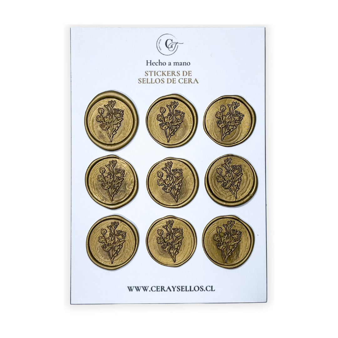 Stickers de sellos de cera dorado ramo