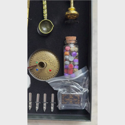 Kit de pluma y sellos estilo vintage