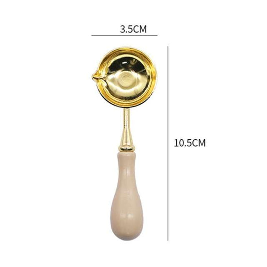 Cuchara Para Lacre Color Dorado Con Mango De Madera Crema