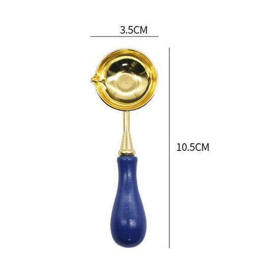 Cuchara Para Lacre Dorada Con Mango Azul