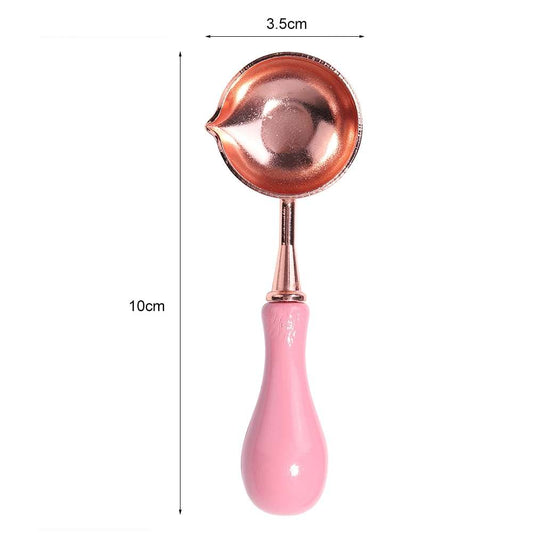 Cuchara Para Lacre Color Con Mango De Madera Rosado