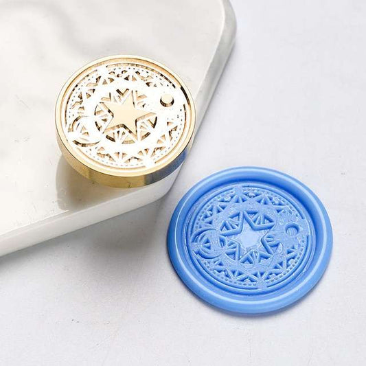 Sello diseño estrella sol y luna