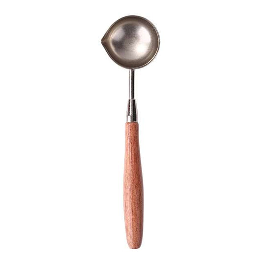 Cuchara Para Lacre Plateada Con Mango Madera