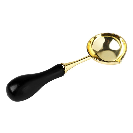 Cuchara Para Lacre dorada mango negro