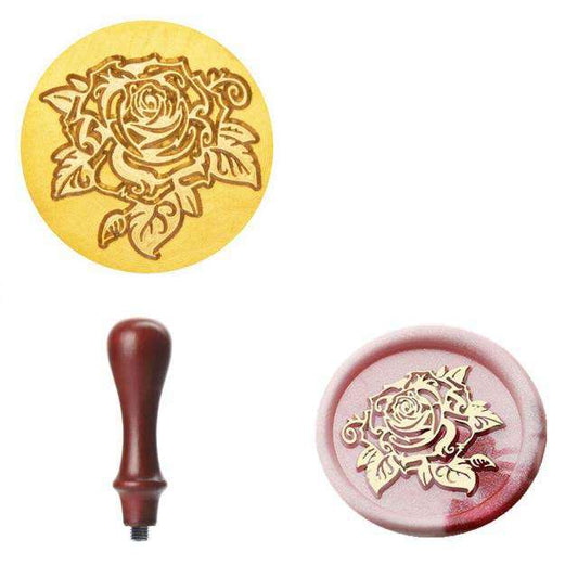 Sello Para Lacre De Rosa Con Mango Timbre Para Lacre